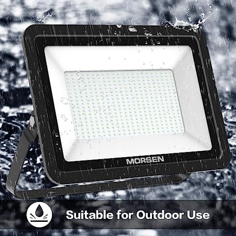 MORSEN 2팩 400W LED 투광 조명, 40000lm 실외 투광 조명(UL 인증 플러그 포함), IP66 방수 5000K 일광 흰색 차고, 정원 잔디밭, 운동장, 농구장