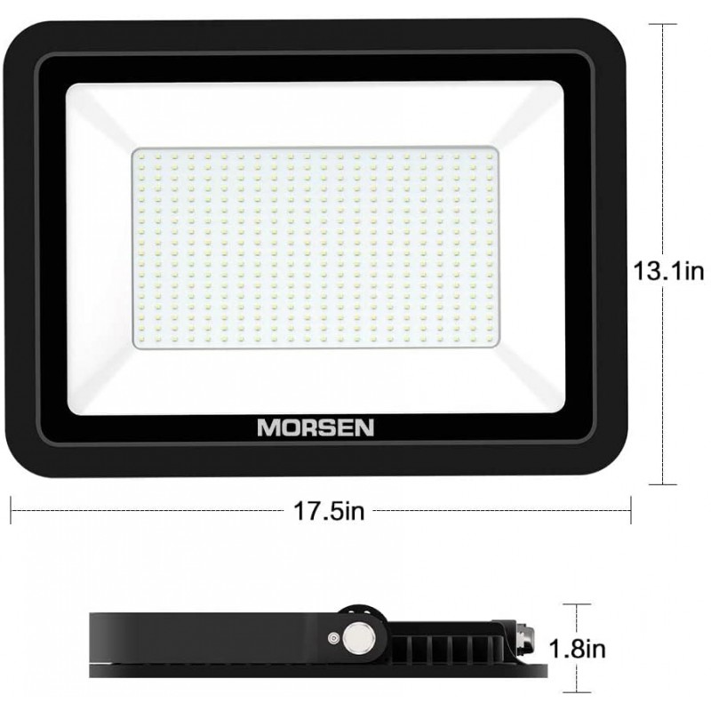 MORSEN 2팩 400W LED 투광 조명, 40000lm 실외 투광 조명(UL 인증 플러그 포함), IP66 방수 5000K 일광 흰색 차고, 정원 잔디밭, 운동장, 농구장