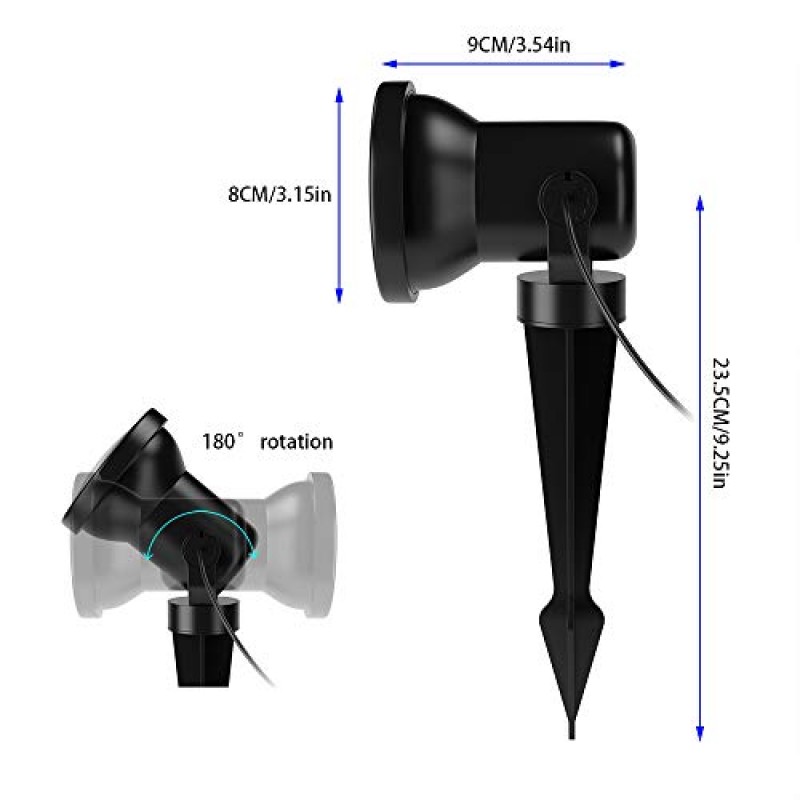 ZODIC 스포트라이트 색상 변경 야외 스포트라이트, 12W 36개 LED용 멀티 컬러 조경 조명 IP66 방수 정원 통로 벽 나무 스파이크 스탠드가 있는 야외 스포트라이트 6개 세트