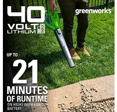 Greenworks 40V(185 MPH / 340 CFM / 75+ 호환 도구) 무선 브러시리스 나뭇잎 송풍기/진공, 도구만