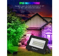 4 팩 RGB Led 투광 조명 야외 6000LM 블루투스 앱 제어 타이밍 WiFi, DIY 장면, 이벤트 할로윈 파티 조명에 대 한 IP66 투광 조명으로 스마트 색상 변경 풍경 조명