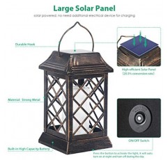 TomCare 태양광 조명 업그레이드됨, 43인치 방수 깜박이는 화염 태양광 발전 LED 태양광 걸이형 랜턴 파티오 정원 뒷마당용 파티오 조명