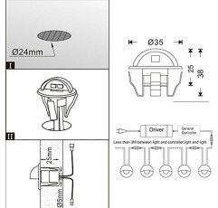 FVTLED LED 계단 조명 키트 저전압 방수 IP65 야외 반달 1-2/5