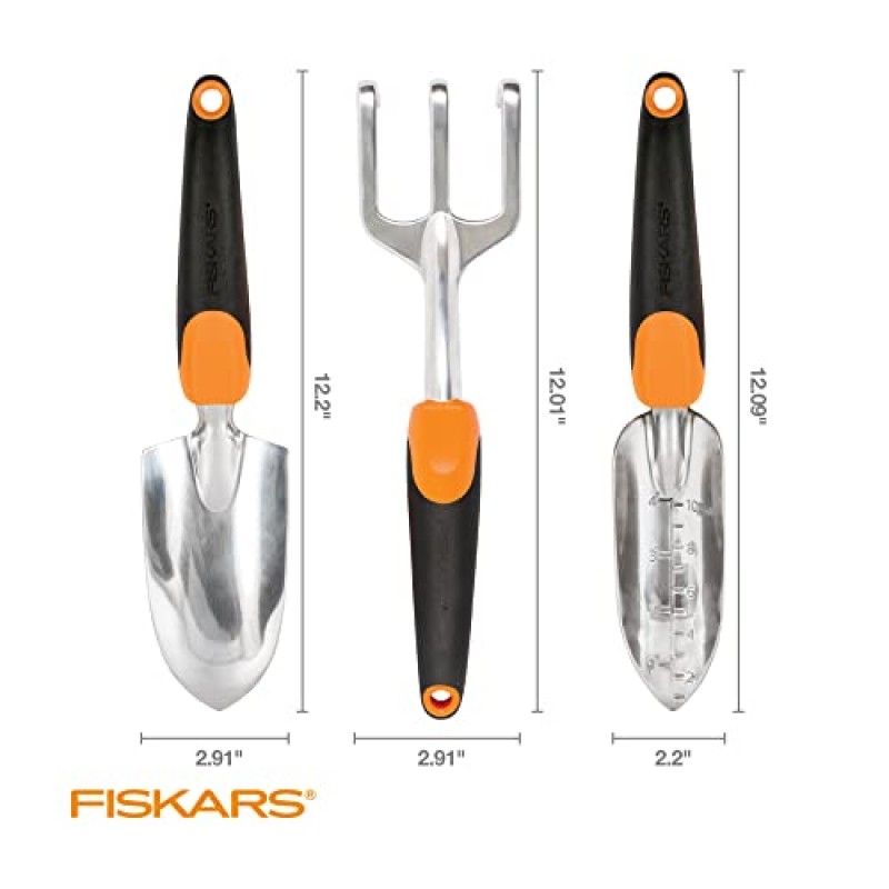 Fiskars 751220-1001 Pro IsoCore 픽/매톡, 1.5파운드, 오렌지/블랙 & 384490-1002 잡초 제거, 땅 파기, 원예용 삽, 손 갈퀴 및 스페이드가 포함된 정원 스크래치 도구 세트, 블랙/오렌지