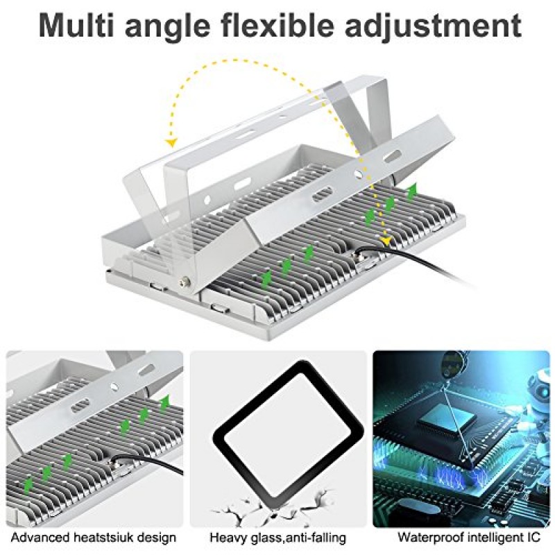 Missbee 300W Led 투광 조명, 6000-6500K 33000Lm 더 얇은 라이터 야외 보안 조명, IP67 방수 Led 스포트 라이트 야외, 차고, 마당, 잔디밭, 정원용 Led 벽 조명(차가운 흰색)