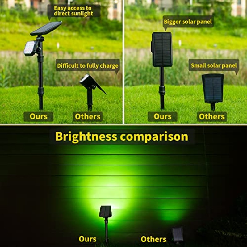 ROSHWEY 태양열 스팟 조명 야외, 유색 태양열 야외 조명 방수 할로윈 크리스마스 태양열 전원 스포트라이트 외부 주택 정원 정원 나무 수영장 장식용 태양열 스포트라이트 조경 조명, 4 팩