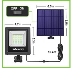 intelamp 태양광 투광 조명, 2팩 야외 태양광 보안 조명 황혼에서 새벽까지 자동 켜짐/꺼짐 IP65 방수 태양광 발전 조명 플래그 베란다 발코니 마당 차고 헛간 정원