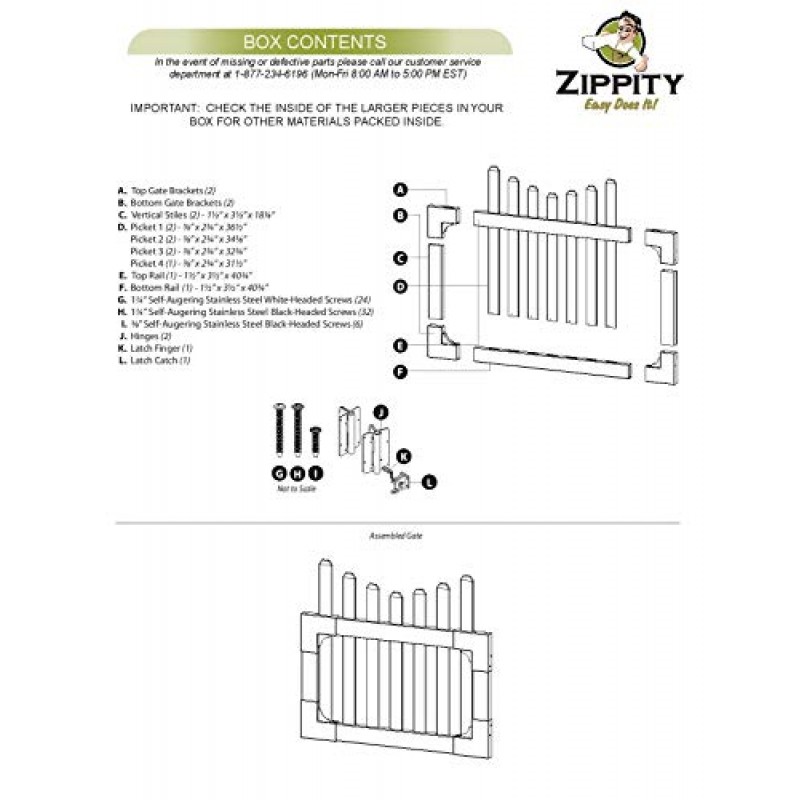 Zippity Outdoor Products ZP19043 올 아메리칸 게이트, 화이트