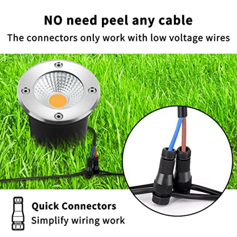 MEEDOO 9W 우물 조명 LED 저전압 12V 조경 조명 야외 평면 상단 지상 조명 3000K 따뜻한 흰색 IP67 잔디 통로 마당 진입로 데크 방수, 단계(커넥터 포함 8팩)