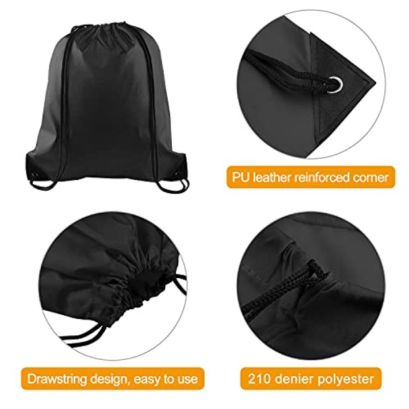 PLULON 25 Pcs 블랙 Drawstring 배낭 가방 대량 문자열 배낭 신치 자루 당겨 스포츠 체육관 배낭 가방 요가 여행 야외 스포츠