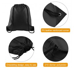 PLULON 25 Pcs 블랙 Drawstring 배낭 가방 대량 문자열 배낭 신치 자루 당겨 스포츠 체육관 배낭 가방 요가 여행 야외 스포츠