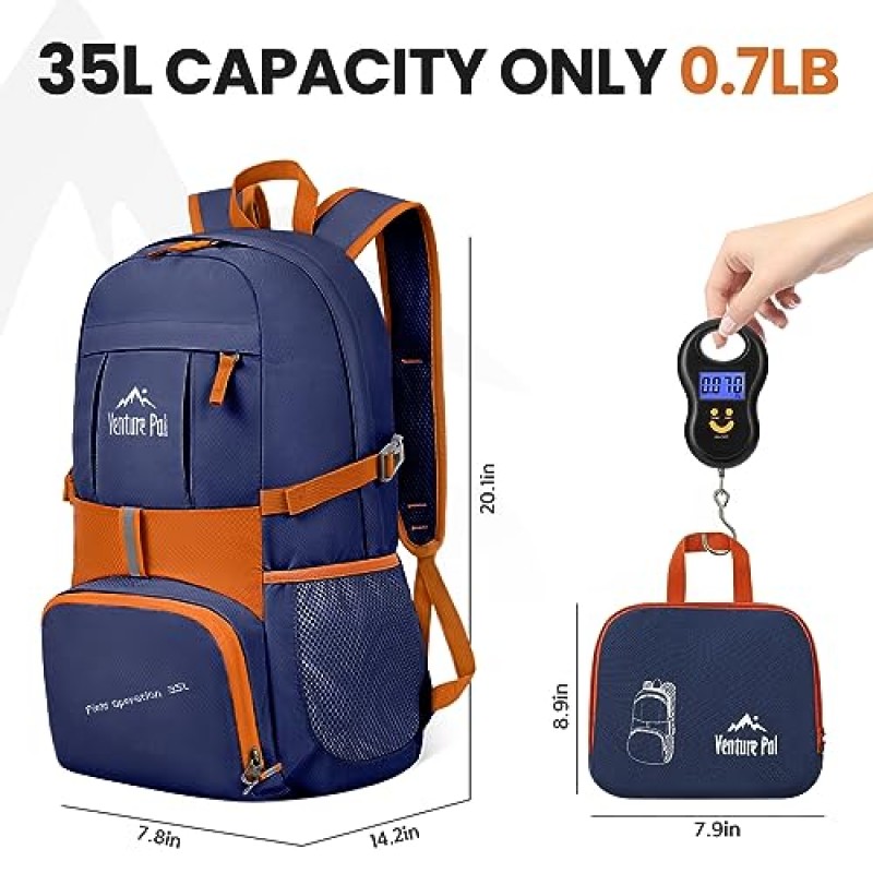 Venture Pal 35L 초경량 경량 포장 가능 접이식 여행 캠핑 하이킹 야외 스포츠 배낭 데이팟