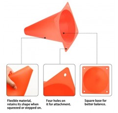 Ptaedex 7 인치 오렌지 콘 축구 콘 스포츠 훈련, 훈련, 야외 활동, 건설 테마 파티 장식을위한 민첩성 필드 마커 콘