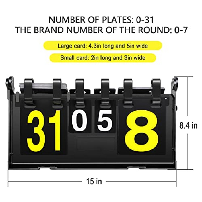 TOPOKO 점수판, 점수 기록원, 점수 플리퍼, 실내 및 실외 스포츠용 스포츠 점수판, 휴대용 점수판 최대 31개 뒤집기