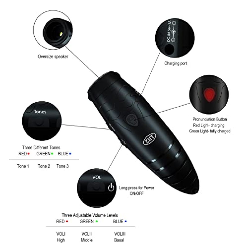 USB 충전이 가능한 심판용 ZHT 전자 호루라기, 심판 코치 교사용 3톤 대용량 비상 호루라기, 야외 캠핑 하이킹 보트 타기 끈이 달린 안전 호루라기