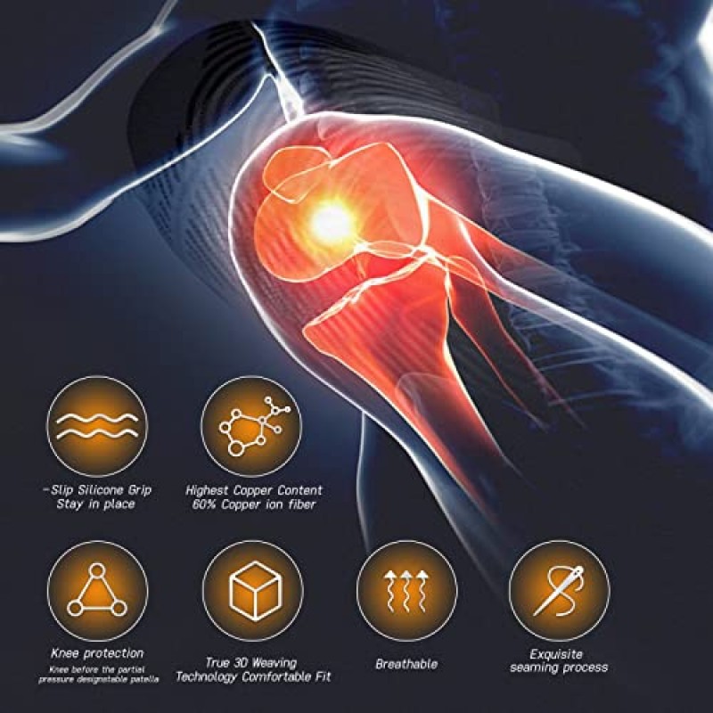 JIUFENTIAN 남성 및 여성용 구리 무릎 교정기(2팩) - 무릎 통증, 관절염, 스포츠 및 회복 지원을 위한 구리 압축 무릎 슬리브 무릎 지지대(소형)