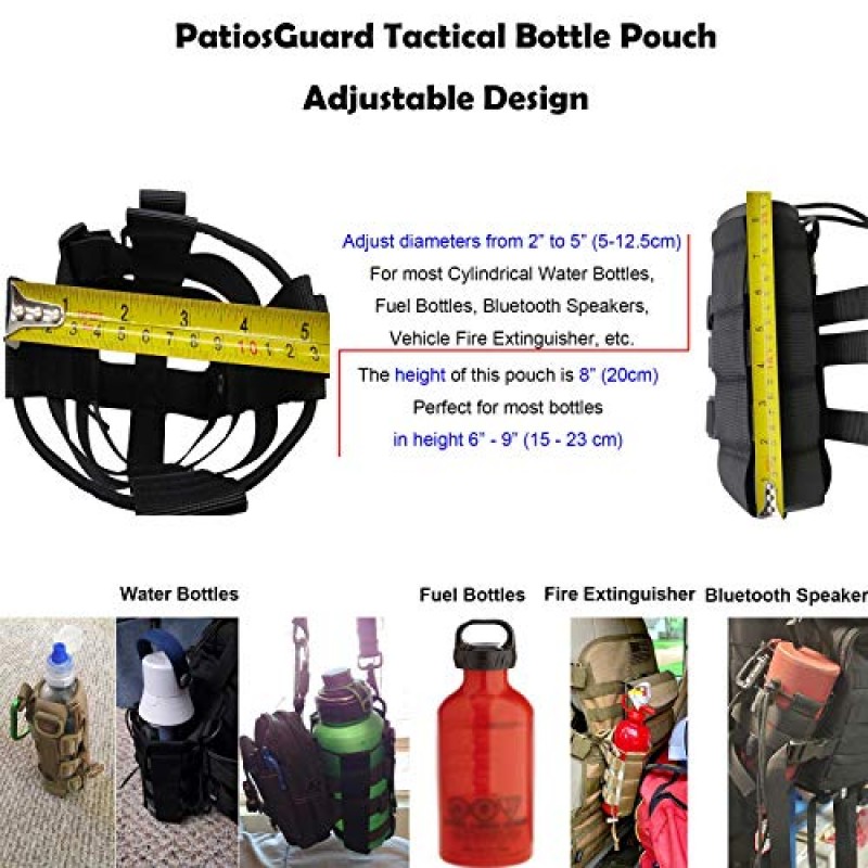 Molle 시스템용 PatiosGuard 전술 물병 주머니, 조정 가능한 야외 스포츠 주전자 캐리어 홀더(3가지 색상 사용 가능)