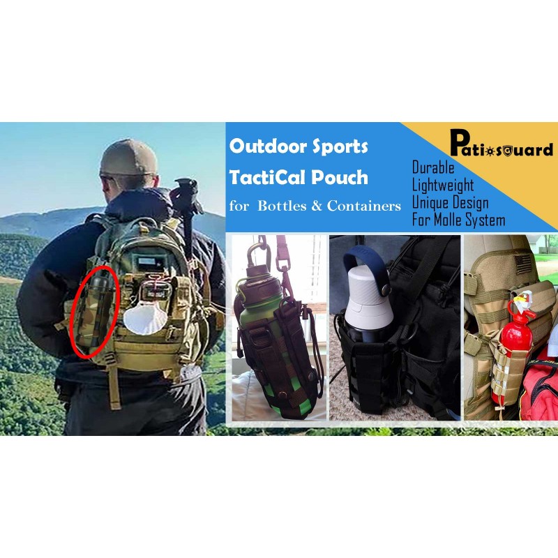 Molle 시스템용 PatiosGuard 전술 물병 주머니, 조정 가능한 야외 스포츠 주전자 캐리어 홀더(3가지 색상 사용 가능)