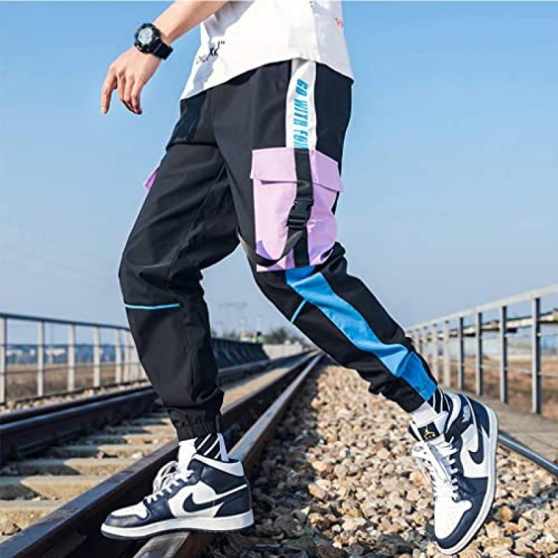 FANLUKA Mens Joggers 카고 바지 야외 스포츠 패션 캐주얼 육상 남성용 쿨 바지 Drawstring이있는 힙합