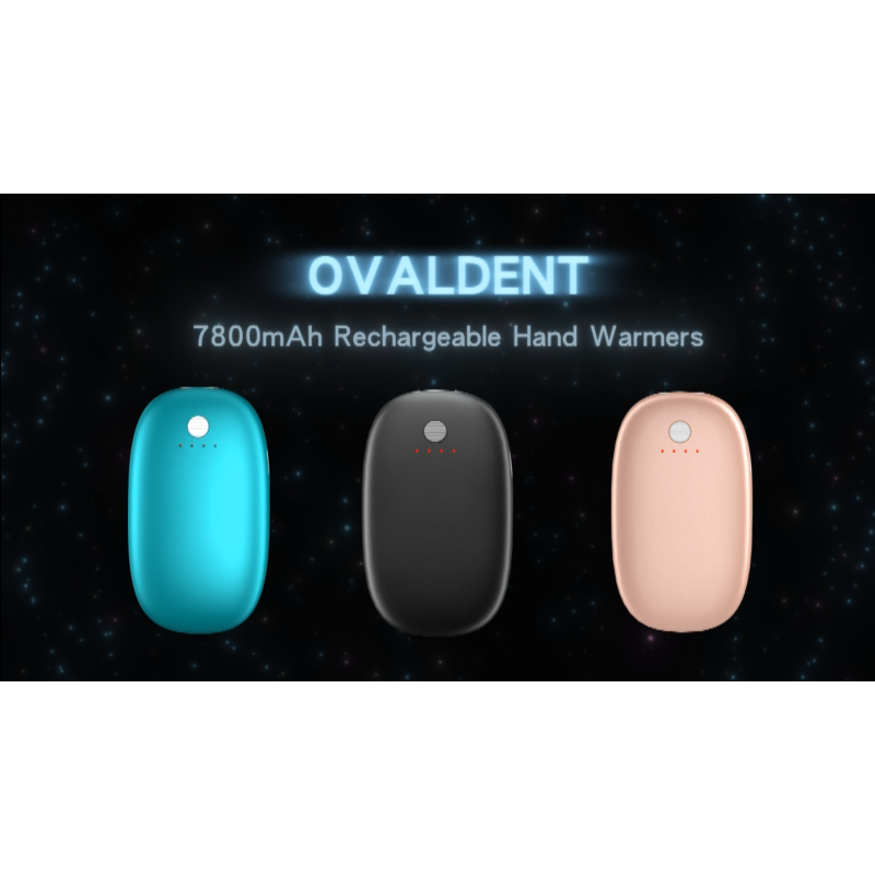 OVALDENT 손난로 충전식 7800mAh, C형 휴대용 보조베터리, 10시간 지속, 4단계 발열, 야외 스포츠에 재사용 가능한 손난로, 여성 남성 어린이를 위한 멋진 크리스마스 생일 선물