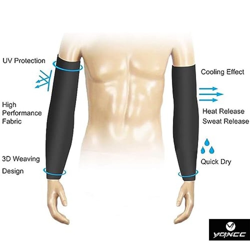 YQXCC 4 쌍 남성용 및 여성용 UV 자외선 차단 암 슬리브 - 문신 커버 업 - UPF 50 스포츠 압축 냉각 암 슬리브