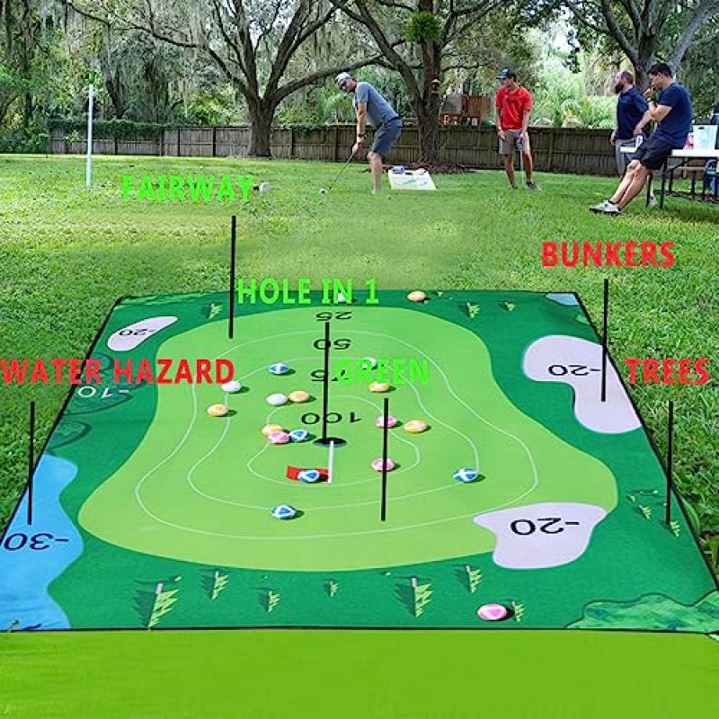 2023 새로운 캐주얼 배틀 로얄 골프 게임 세트, 6 x 4피트 골프 치핑 게임 매트 홈 오피스 뒷마당을 위한 실내 야외 게임