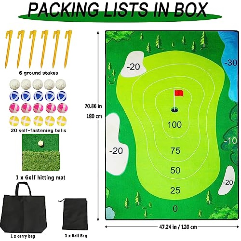 2023 새로운 캐주얼 배틀 로얄 골프 게임 세트, 6 x 4피트 골프 치핑 게임 매트 홈 오피스 뒷마당을 위한 실내 야외 게임