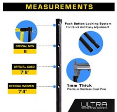 울트라 스포츠 용품 배구 네트 - 32x3피트 규정 크기 네트, 8.5인치 PU 배구, 휴대용 가방, 경계선, 강철 폴 및 펌프 포함 - 남성, 여성 및 혼성 게임용 높이 조절 가능