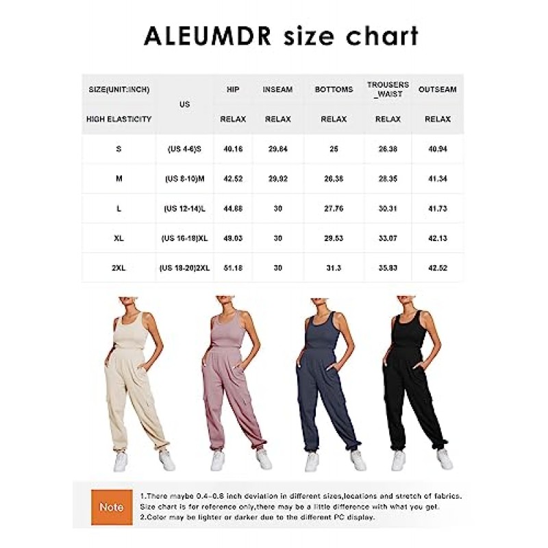 Aleumdr Womens 와플 니트 카고 조깅 바지 운동 달리기를위한 포켓 신축성있는 허리 라운지 바지가있는 캐주얼 운동복