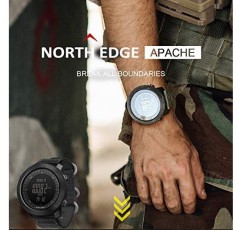 남성용 North Edge Apache 전술 스포츠 시계, 내구성 있는 밴드가 포함된 야외 생존 군용 나침반 견고한 디지털 시계, 단계 추적기 보수계 칼로리(녹색)…