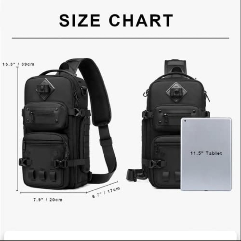 P & D 전술 어깨 슬링 가방 남자 배낭 14L 대용량 가슴 전술 야외 Crossbody 여행 팩 남자 남성을위한 방수 스포츠 가방