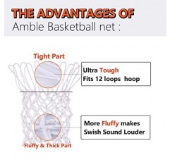 농구 네트 교체 - 실내 및 실외용 전천후용 앰블 헤비듀티 네트 - 12 루프 림