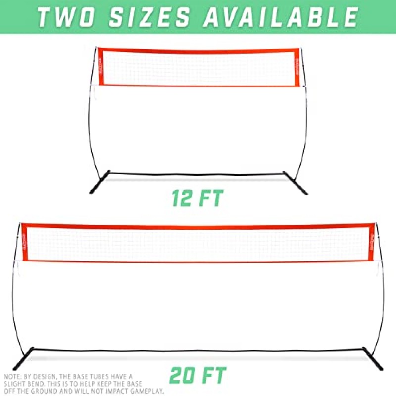 실내 또는 실외 사용을 위한 GoSports 독립형 배구 훈련 네트 - 즉시 설치 및 높이 조절 가능 - 12피트 또는 20피트 크기