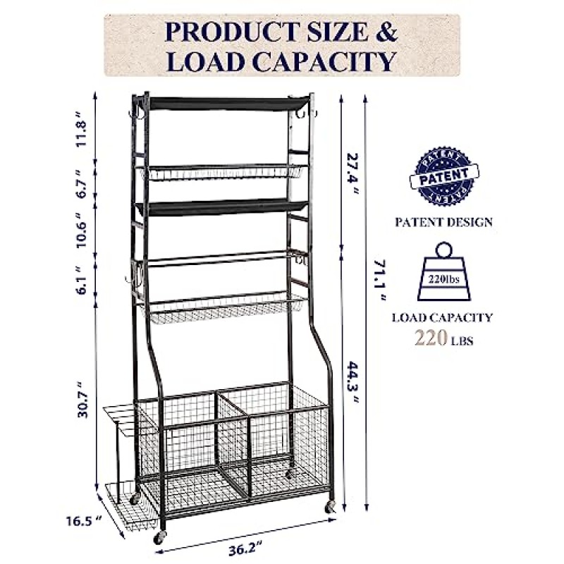 Mythinglogic 차고 스포츠 장비 정리함, 공 보관 차고용 초대형 6단 스포츠 정리함, 축구용 후크와 바구니가 있는 농구 랙, 축구공, 배트, 장난감
