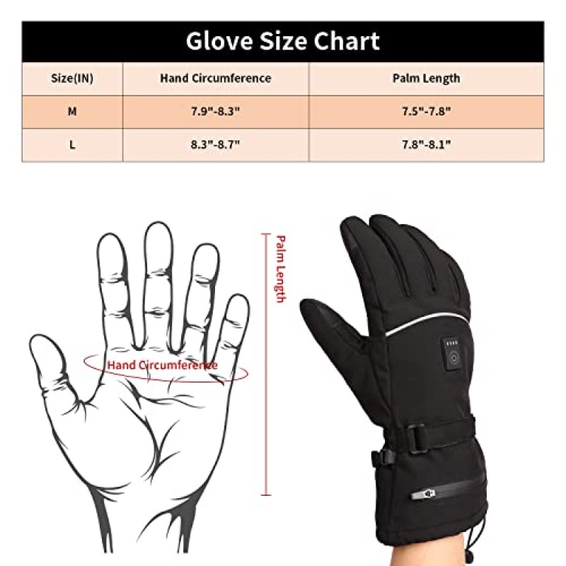 남성 여성용 가열 장갑, 충전식 전기 가열식 오토바이 장갑, 방수 터치스크린 가열 장갑, 스키용 손난로 겨울 열 장갑, 스노우보드 야외 스포츠