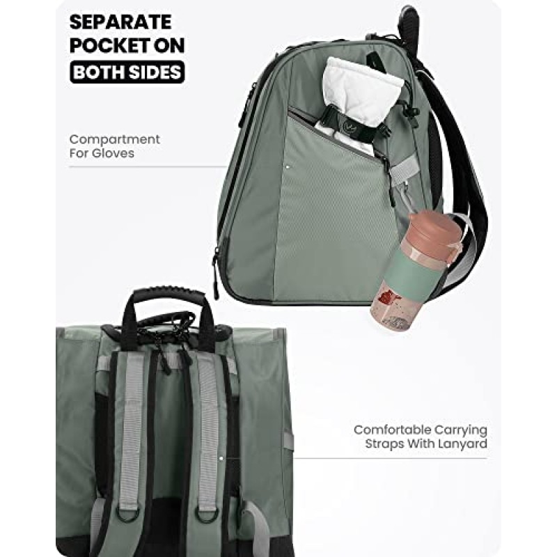 OutdoorMaster 38L 스키 부츠 가방, 스키 헬멧, 고글 및 장갑용 방수 바닥이 있는 항공 여행 스노우보드 부츠 배낭