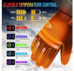 남성용 여성용 온열 장갑, 겨울 스포츠용 배터리 포함 충전식 EEIEER 남성용 겨울 난방 장갑