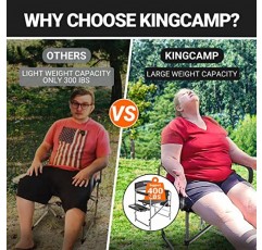 KingCamp 헤비 듀티 캠핑 디렉터 의자는 성인용 400lbs를 지원하며 사이드 테이블 보관 주머니가 있는 패딩 처리된 접이식 휴대용 캠핑 의자 운반용 스트랩