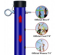 야외 휴대용 배구 네트 시스템 - 소프트 배구 공, 펌프, 해머, 경계선 및 뒷마당, 해변, 잔디밭용 운반 가방이 포함된 높이 조절 가능 폴