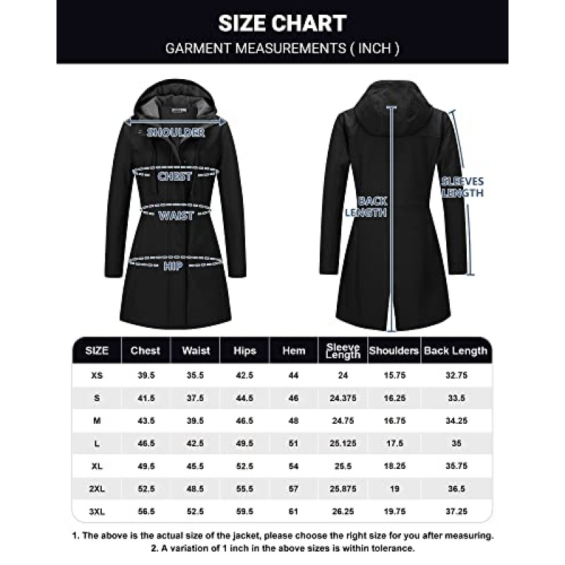야외 벤처 여성용 경량 방수 양털 안감 후드 소프트 쉘 레인 자켓, 따뜻한 윈드 브레이커 롱 코트