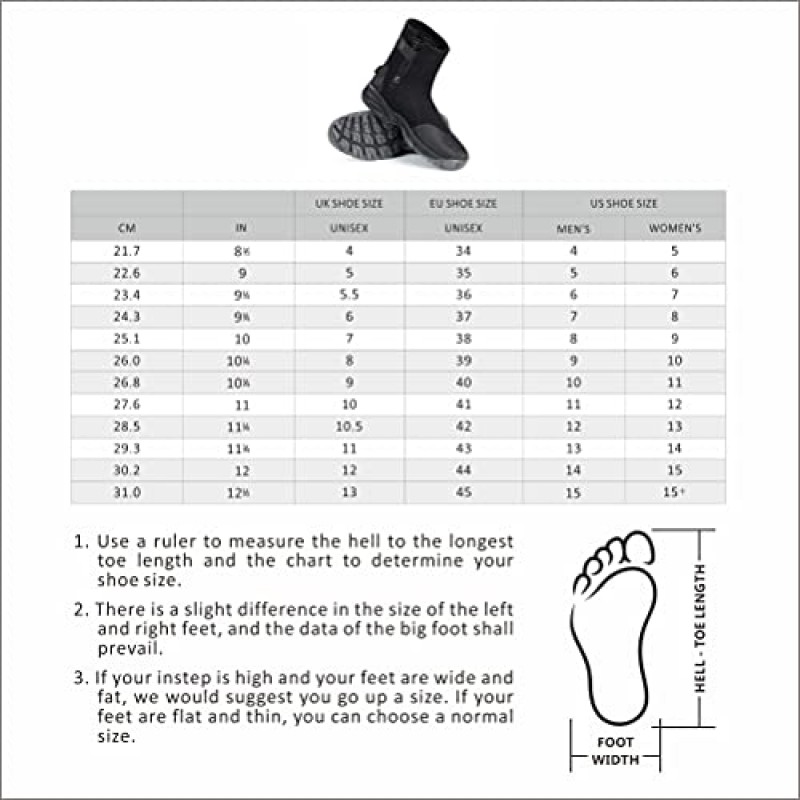 SARHLIO 네오프렌 다이브 부츠 수상 스포츠 스쿠버 다이빙 스노클링을 위한 미끄럼 방지 고무 밑창 잠수복 부츠로 지퍼가 달린 5mm 높이