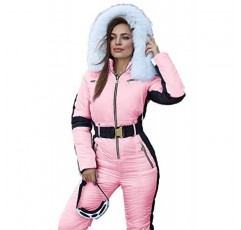 Yousify Womens Winter Onesies 스키 점프 슈트 야외 스포츠 방수 Snowsuit 탈착식 모피 칼라 코트 점프 슈트