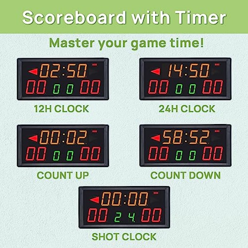 타이머 시계가 포함된 YZ LED 휴대용 디지털 점수판, 리모컨이 포함된 배터리 전원식 전자 점수판, 샷 시계가 포함된 야구 점수판, 콘홀/탁구/야구 점수 기록 장치, 실내 및 실외