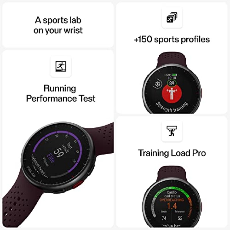 Polar Pacer Pro - 고급 GPS 러닝 시계 - 초경량 디자인 및 그립 버튼 - 새로운 훈련 프로그램 및 복구 도구