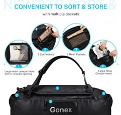 Gonex 40L 발수 더플 백 배낭 야외 헤비 듀티 더플 백 하이킹 용 배낭 스트랩 포함 캠핑 여행 사이클링 남성용 여성용 블랙