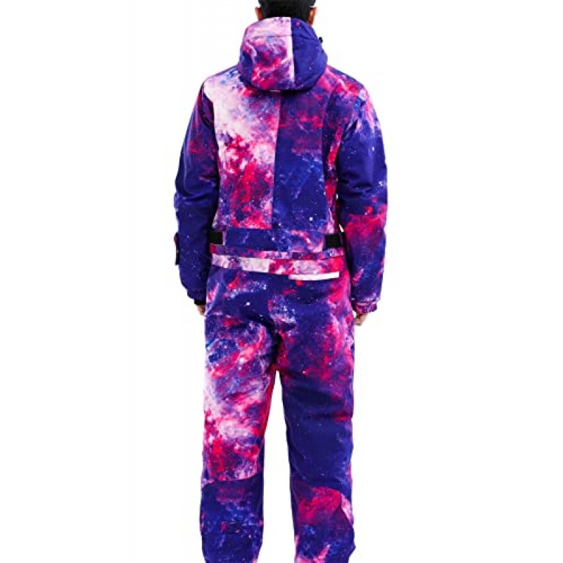 WANLISS Mens 원피스 스키 복 다채로운 점프 슈트 스노우 보드 Snowsuits 겨울 야외 스노우 스포츠 방수