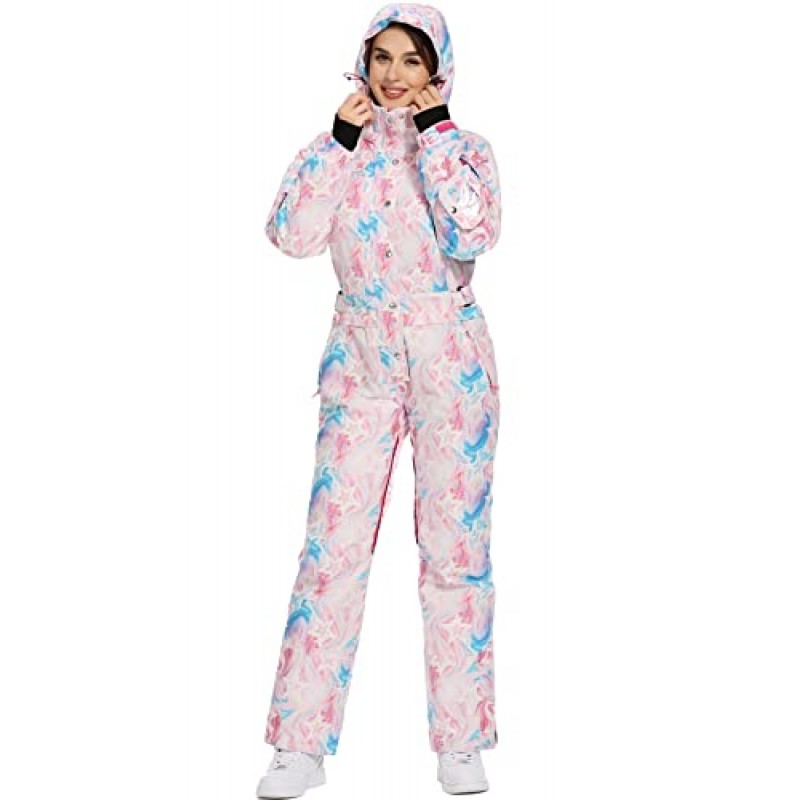 WANLISS Womens 원피스 다채로운 점프 슈트 Snowsuits 스노우 보드 스키 복 겨울 야외 스노우 스포츠 방수