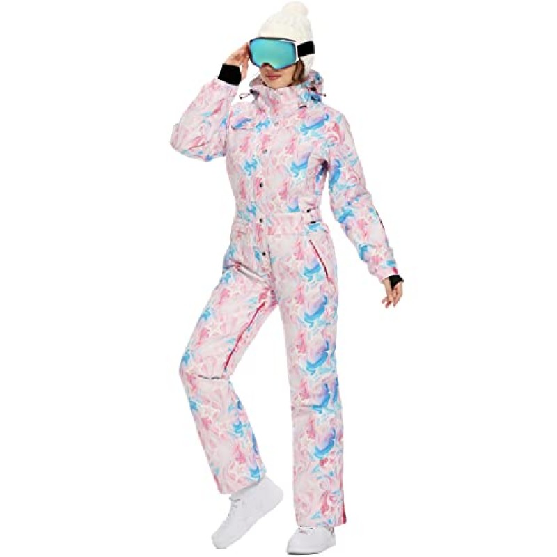 WANLISS Womens 원피스 다채로운 점프 슈트 Snowsuits 스노우 보드 스키 복 겨울 야외 스노우 스포츠 방수