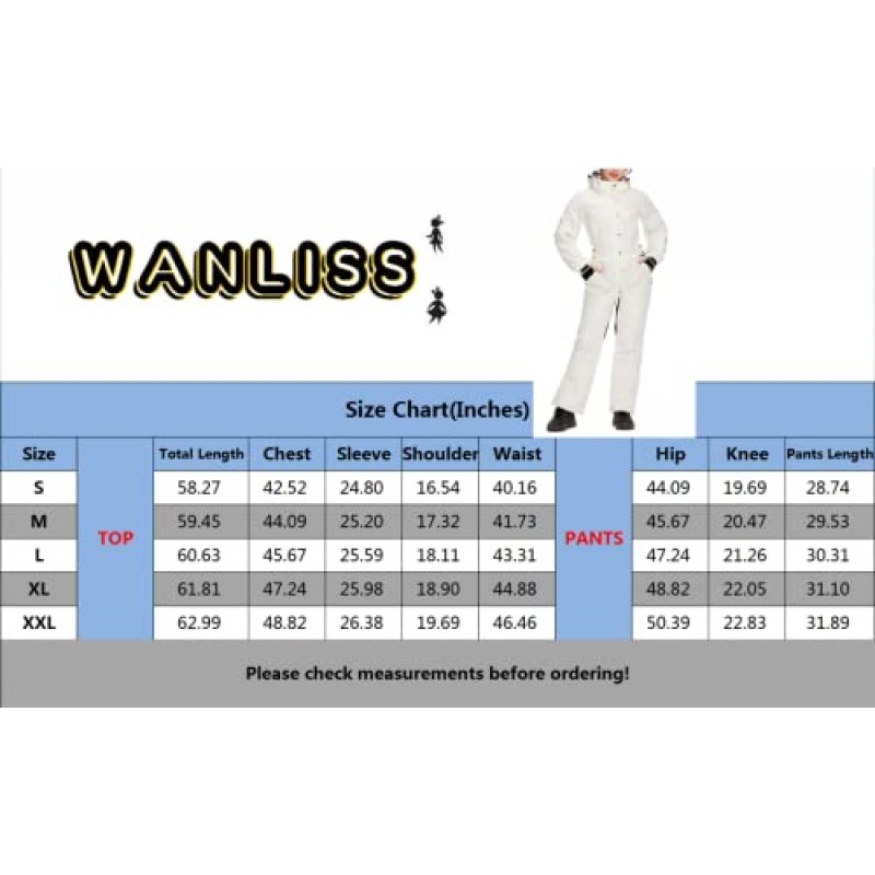 WANLISS Womens 원피스 다채로운 점프 슈트 Snowsuits 스노우 보드 스키 복 겨울 야외 스노우 스포츠 방수