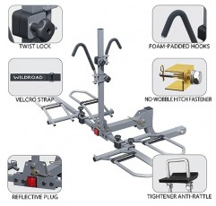 WILDROAD 히치 자전거 랙, 흔들림 없는 스마트 틸팅 자전거 랙, 표준, 팻 타이어 및 E-자전거용 접이식 2자전거 랙, 2자전거 180lbs 용량, 2인치 수신기에 적합